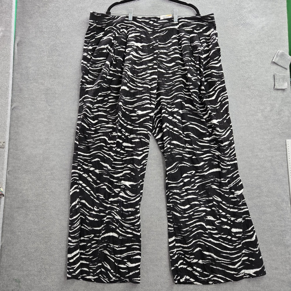 INC International Concepts Women Pants 24W Black Wide Leg Animal Print 30" NWT